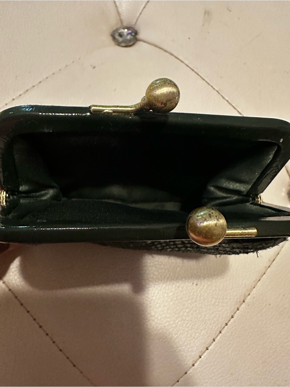 Coach Dark Green Snake-Texture Kiss-Lock Coin Purse - Picture 3 of 4